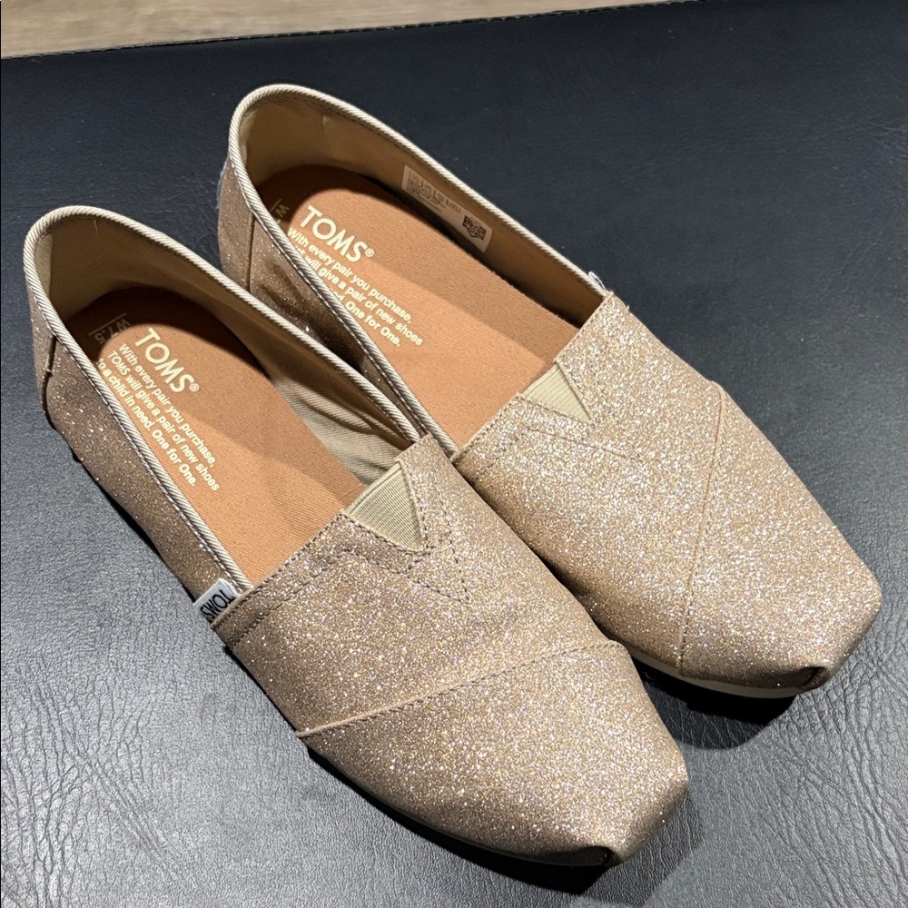TOMS Women's Sparkling Glitter Flats - Rose Gold